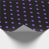 パープル水玉模様オンブラックラージ宇宙 ラッピングペーパー (角)