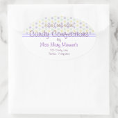 パープル水玉模様キャンディラベル 楕円形シール (バッグ)