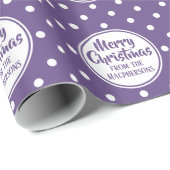 パープル水玉模様クリスマスラッピング紙 ラッピングペーパー (ロールコーナー)