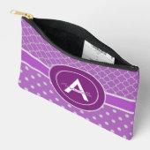 パープル水玉模様クローバー アクセサリーポーチ (見開き)