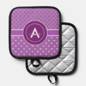 パープル水玉模様クローバー 鍋敷き (正面/裏面)