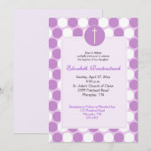 パープル水玉模様バプテスマ/《キリスト教》洗礼式や命名式招待状 招待状 (正面/裏面)