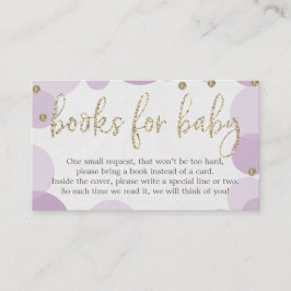 パープル水玉模様ブックリクエスト赤ちゃんシャワー招待状 エンクロージャーカード