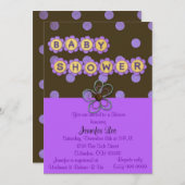 パープル水玉模様ベビーシャワー招待状 招待状 (正面/裏面)