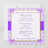 パープル水玉模様ベビーシャワー招待状 招待状 (裏面)