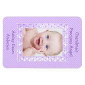 パープル水玉模様ベビー写真テンプレート磁石 マグネット (横)