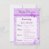 パープル水玉模様ボウガールベビーシャワー招待状 招待状 (正面)