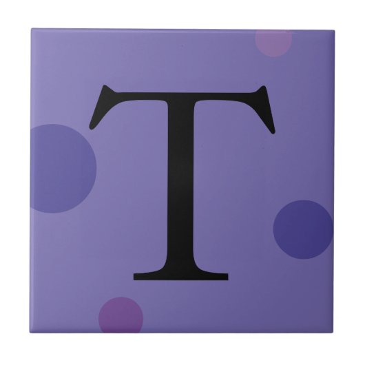 パープル水玉模様モノグラムタイル タイル (正面)