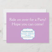 パープル水玉模様リトル女性のカーボーイ誕生パーティー 招待状 (裏面)