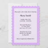 パープル水玉模様レースハートベビーシャワー招待状 招待状 (裏面)