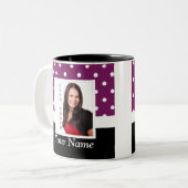 パープル水玉模様写真テンプレート ツートーンマグカップ (正面左)