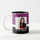 パープル水玉模様写真テンプレート ツートーンマグカップ (左)