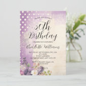 パープル水玉模様女子50誕生日 招待状 (スタンド正面)