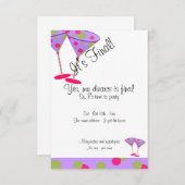 パープル水玉模様離婚パーティの招待状 招待状 (正面/裏面)