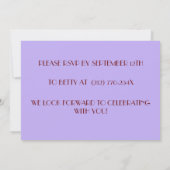 パープル洗練された赤ワインの誕生日パーティー 招待状 (裏面)