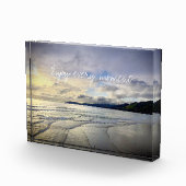 パープル海ビーチ楽しむサンセット毎時引用文 フォトブロック (右)