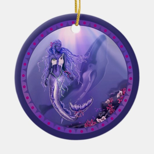 パープル海マーメイドセラミックオーナメント セラミックオーナメント (正面)