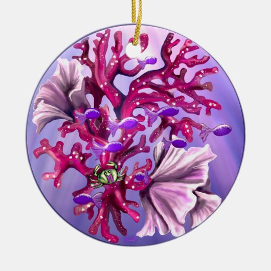 パープル海マーメイドセラミックオーナメント セラミックオーナメント (正面)