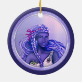 パープル海マーメイドセラミックオーナメント セラミックオーナメント (裏面)