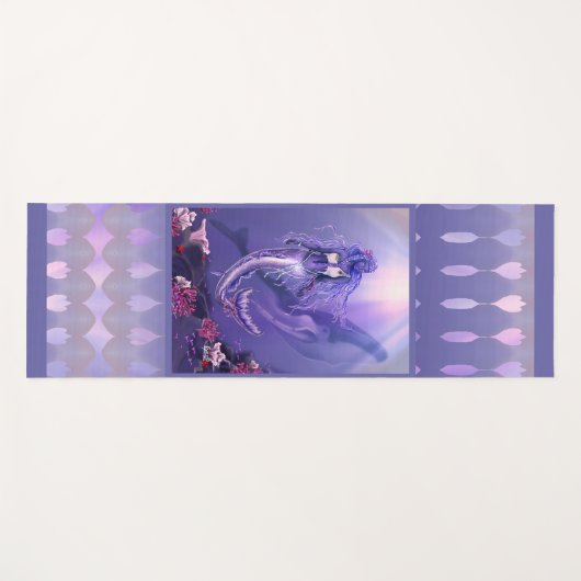 パープル海マーメイドビーチタオル ヨガマット (正面(横))
