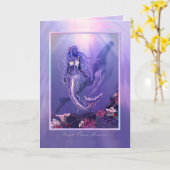 パープル海マーメイド空白のカード カード (黄色い花)