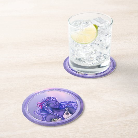パープル海マーメイド紙コースター ラウンドペーパーコースター (インサイチュ)