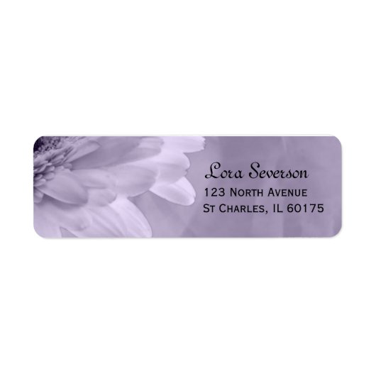 パープル淡い色のティントガーベラデイジー差出人住所 ラベル (正面)