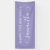 パープル淡い色のハッピーセブン誕生日かわいいカール名 横断幕 (縦)