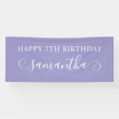 パープル淡い色のハッピーセブン誕生日かわいいカール名 横断幕 (横)