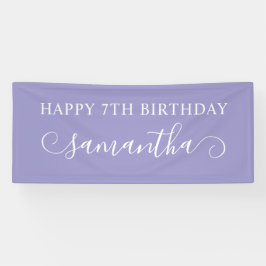 パープル淡い色のハッピーセブン誕生日かわいいカール名 横断幕
