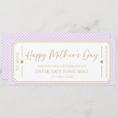 パープル淡い色のハッピーマザーズデイギフト券カード 招待状 (正面/裏面)