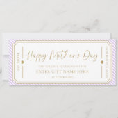 パープル淡い色のハッピーマザーズデイギフト券カード 招待状 (正面)