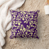 パープル淡い色の&イエローリーフデザイン装飾用クッション クッション (ブランケット)