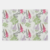 パープル淡い色の&ピンクパステルポイズンフラワーラインアート ラッピングペーパーシート (正面3)