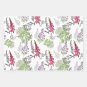 パープル淡い色の&ピンクパステルポイズンフラワーラインアート ラッピングペーパーシート (正面)