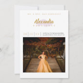 パープル淡い色の&金ゴールドフォトキンセアニェラ 招待状 (正面)