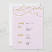 パープル淡い色の&金ゴールドフォトキンセアニェラ 招待状 (裏面)