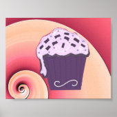 パープル渦巻形のカップケーキデザインオンポスター ポスター (正面)