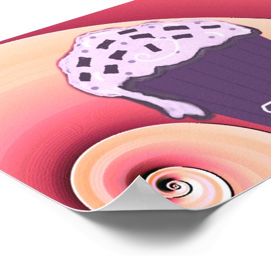 パープル渦巻形のカップケーキデザインオンポスター ポスター (角)