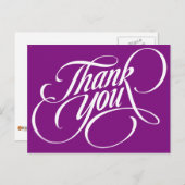 パープル無地のポストカードベアリーダーありがとう ポストカード (正面/裏面)