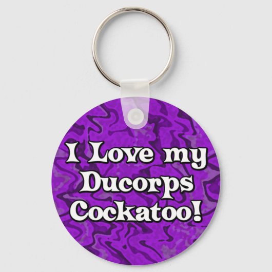 パープル熱狂するI愛する私のアヒルCockatoo Keychain キーホルダー (正面)