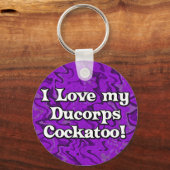 パープル熱狂するI愛する私のアヒルCockatoo Keychain キーホルダー (正面)