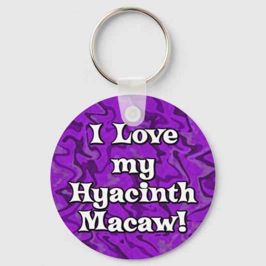 パープル熱狂するI Love my Hyacinth Macaw Keychain キーホルダー (正面)