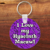 パープル熱狂するI Love my Hyacinth Macaw Keychain キーホルダー (正面)