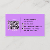 パープル爪、 ネイルグリッタードリップタイポグラフィ爪、 ネイル技術 名刺 (裏面)