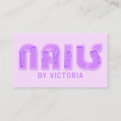 パープル爪、 ネイルグリッタードリップタイポグラフィ爪、 ネイル技術 名刺 (正面)