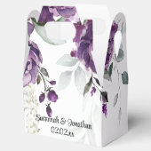 パープル牡丹とセージ緑の結婚式の引き出物 フェイバーボックス (オープン)