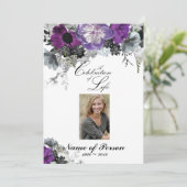 パープル牡丹の祝祭の人生の葬儀招待状 招待状 (スタンド正面)