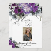 パープル牡丹の祝祭の人生の葬儀招待状 招待状 (正面/裏面)