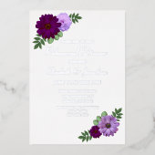 パープル牡丹フローラリハーサルディナー 箔招待状 (正面)